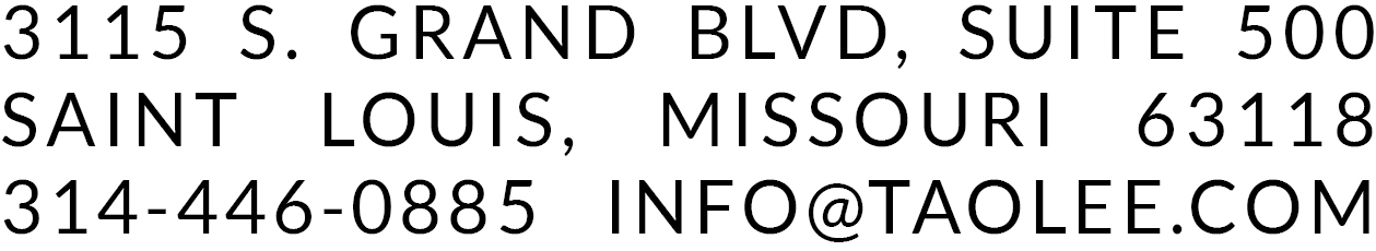 The contact information for Tao + Lee Associates architecture firm including the address, phone number, and email.